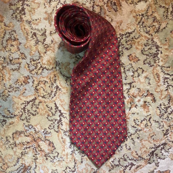 Vintage Deadstock BURBERRY’s of LONDON 100% Silk Tie Paisley Graphic Dot NEW - Picture 5 of 16
